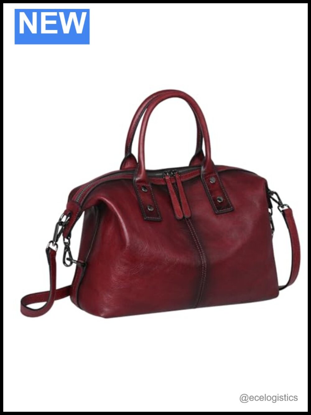 Women's Leather Satchel Handbag - Top Handle Hobo Crossbody Purse